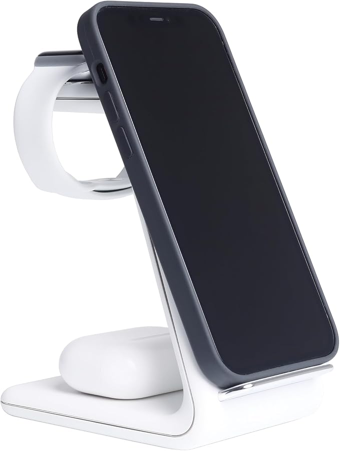 andi be free Wireless Charger, 3-in-1 Wireless Charging Station, Inductive Charging Station Made for Apple Watch, up to 23 Watt, White