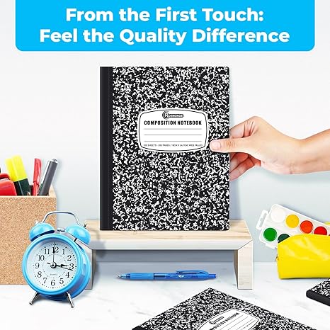 Composition Notebook Wide Ruled 5 Pack, 200 Pages (100 Sheets), 9-3/4 x 7-1/2