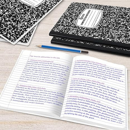 Composition Notebook Wide Ruled 5 Pack, 200 Pages (100 Sheets), 9-3/4 x 7-1/2