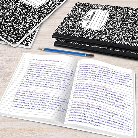 Composition Notebook Wide Ruled 5 Pack, 200 Pages (100 Sheets), 9-3/4 x 7-1/2